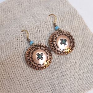 Vintage Copper Turquoise Earrings